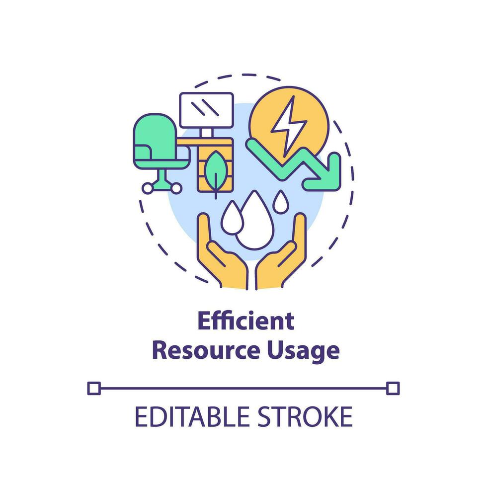 Editable efficient resource usage icon concept, isolated vector, sustainable office thin line illustration. vector