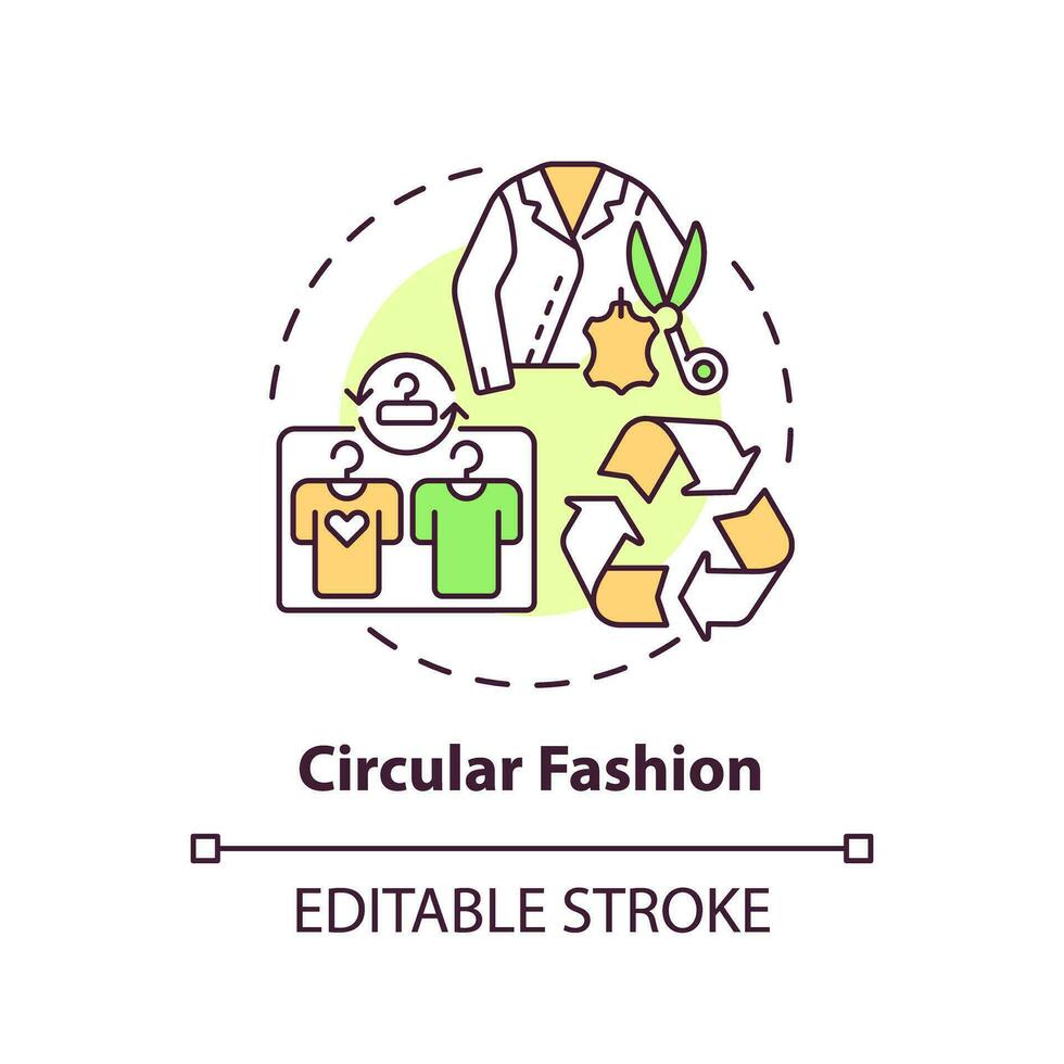 Editable circular fashion icon concept, isolated vector, sustainable office thin line illustration. vector