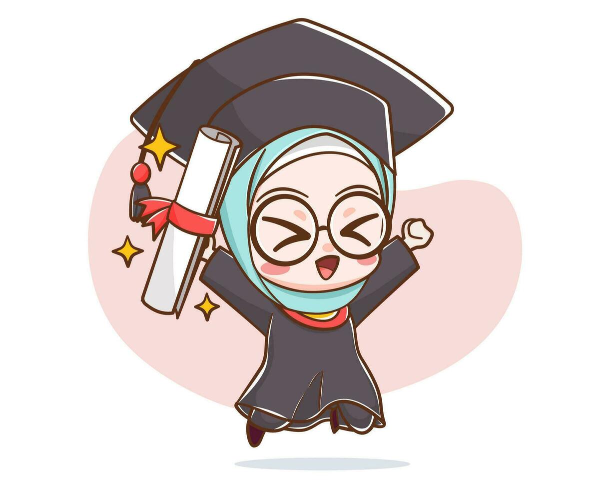 Cute student graduation cartoon character vector