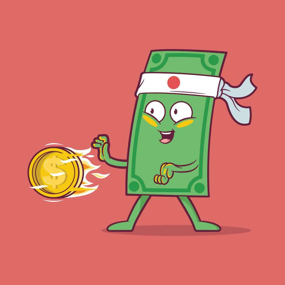 dinero cuenta lanzamiento un moneda como un superpotencia vector ilustración. finanzas, videojuego, dinero diseño concepto.