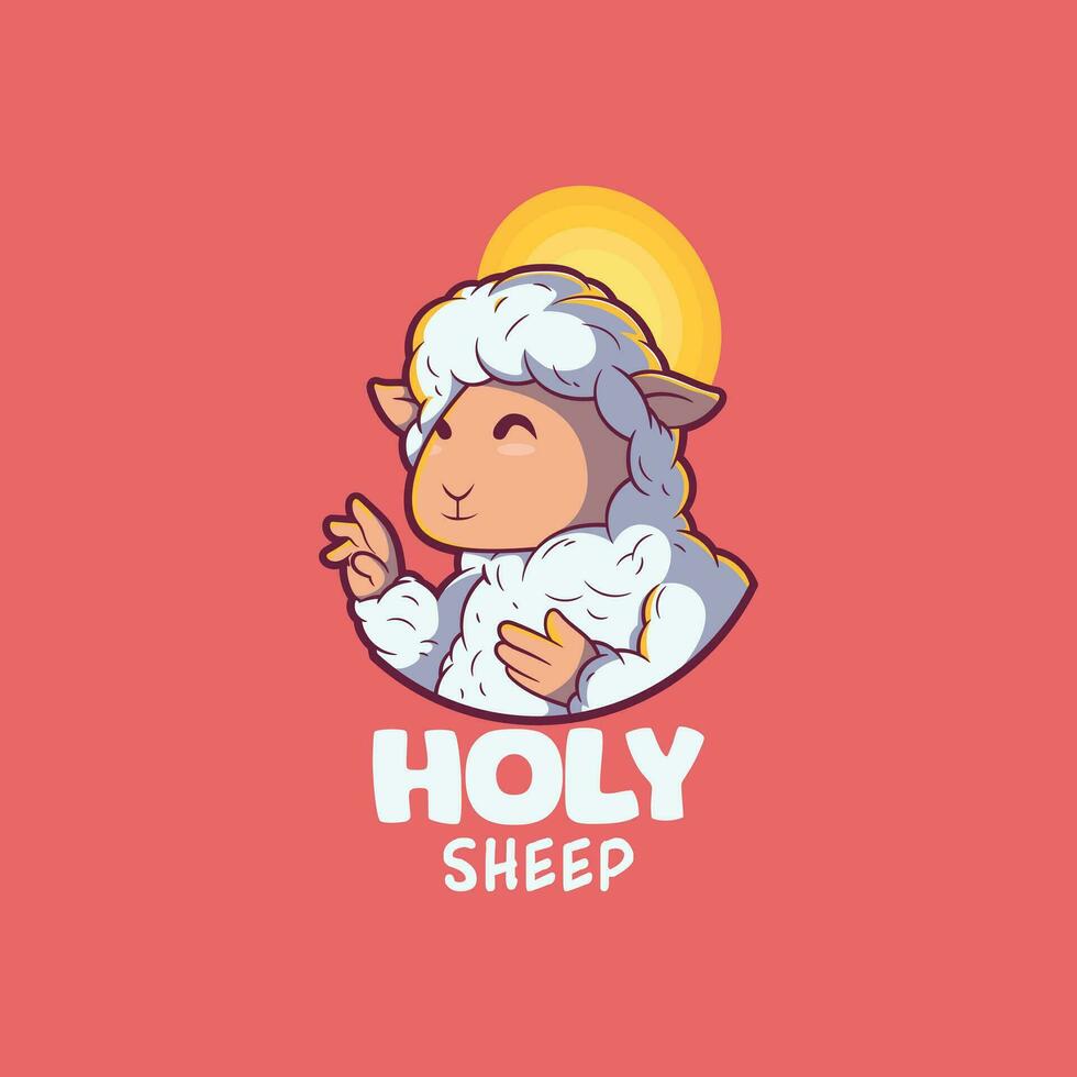 Cute Holy Sheep logo vector illustration. Brand, funny, animal design concept.