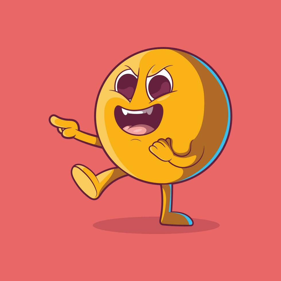 emoji personaje riendo fuera ruidoso vector ilustración. comunicación, charlar, gracioso diseño concepto.