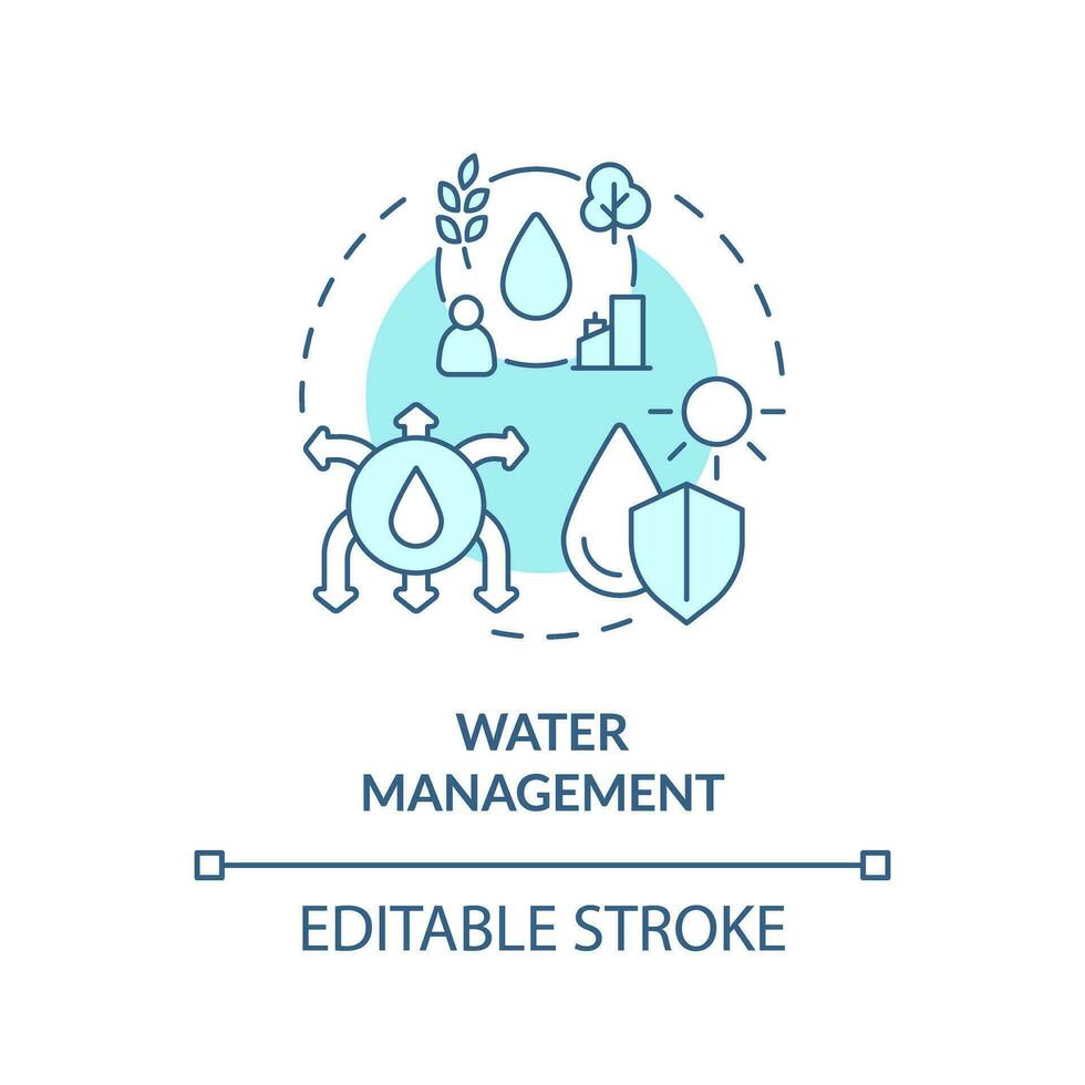 Editable water management icon representing heatflation concept, isolated vector, linear illustration of solutions to global warming. vector