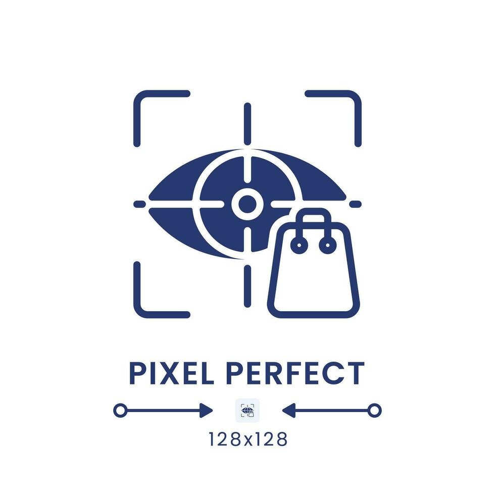 Eye tracking black solid desktop icon. Consumer insight. Neuromarketing technique. Pixel perfect 128x128, outline 4px. Silhouette symbol on white space. Glyph pictogram. Isolated vector image