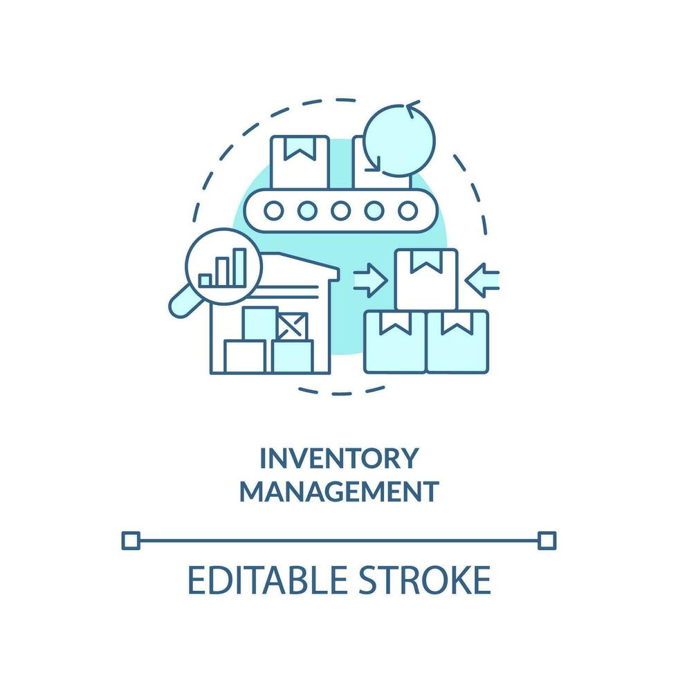 2D editable inventory management blue thin line icon concept, isolated vector, illustration representing overproduction. vector