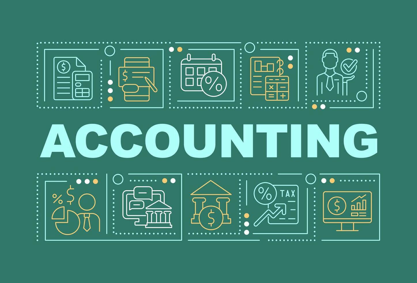 Accounting word concepts dark green banner. Financial managment ...