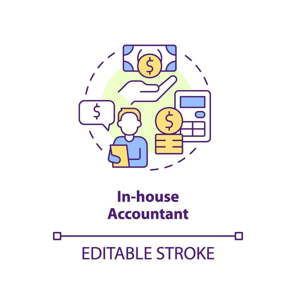 In-house accountant concept icon. Hire CPA. Business accounting management abstract idea thin line illustration. Isolated outline drawing. Editable stroke vector