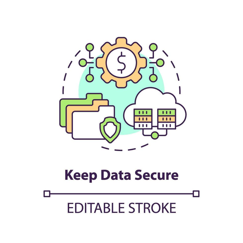 Keep data secure concept icon. Cloud storage. Accounting software benefit abstract idea thin line illustration. Isolated outline drawing. Editable stroke vector