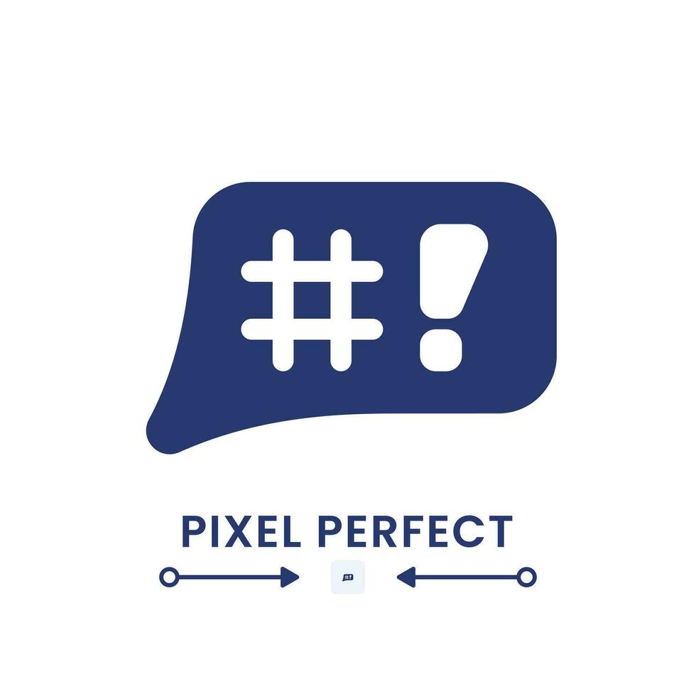 Speech bubble with symbols black solid desktop icon. Emotional communication. Online chat. Pixel perfect, outline 4px. Silhouette symbol on white space. Glyph pictogram. Isolated vector image