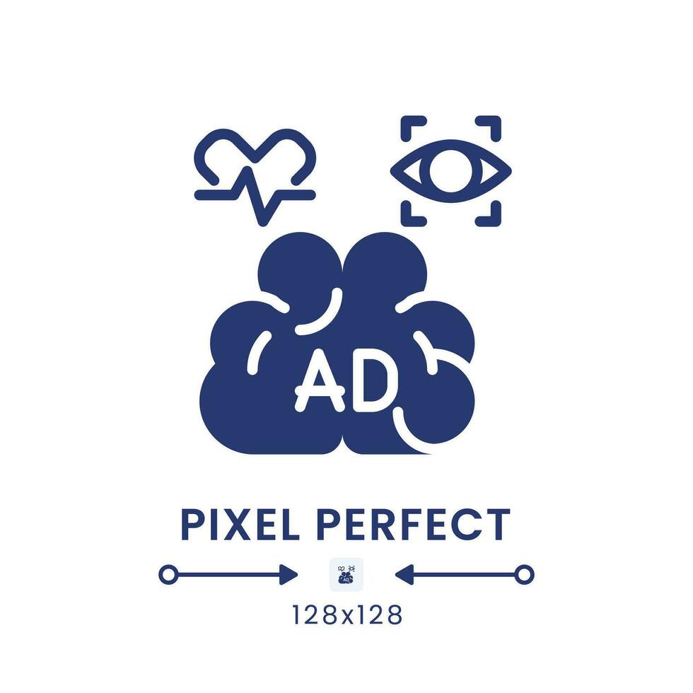 Biometrics black solid desktop icon. Ads improvement. Advertising research. Pixel perfect 128x128, outline 4px. Silhouette symbol on white space. Glyph pictogram. Isolated vector image