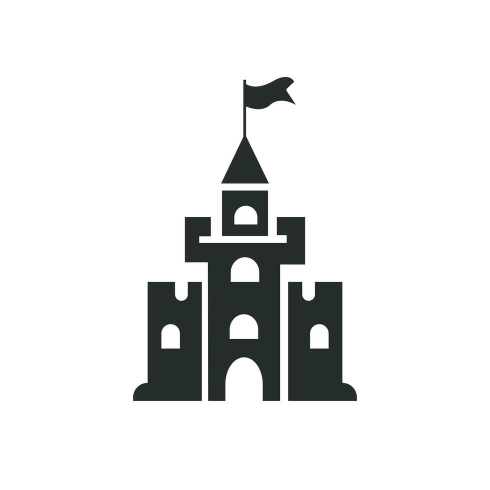 Castle Tower icon. Vector illustration of logo isolated on white background