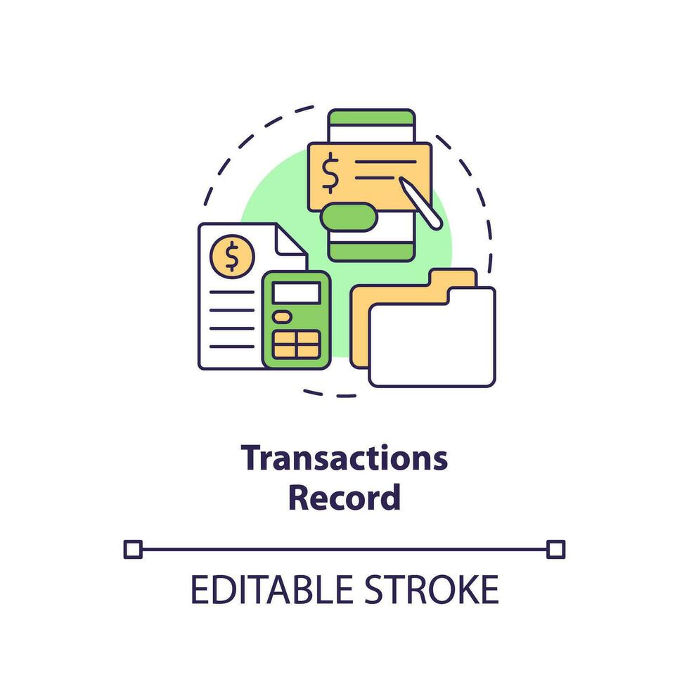 Transactions record concept icon. Financial reports. Accounting importance abstract idea thin line illustration. Isolated outline drawing. Editable stroke vector