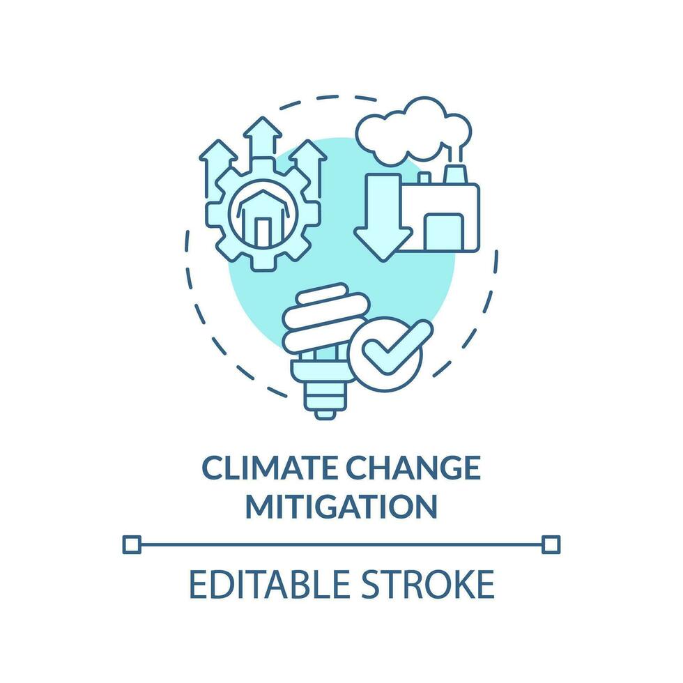 Editable climate change mitigation icon representing heatflation concept, isolated vector, global warming solution thin line illustration. vector