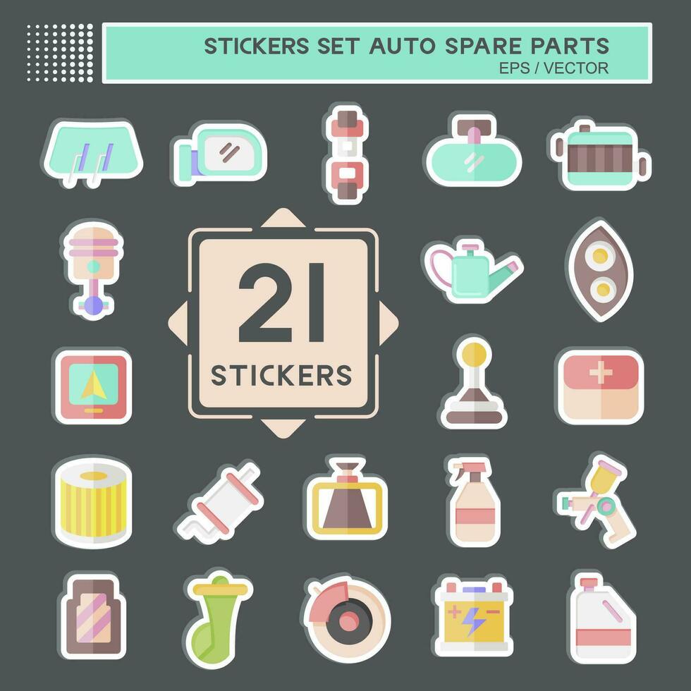 Sticker Set Auto Spare Parts. related to Spare Parts symbol. simple design editable. simple illustration vector