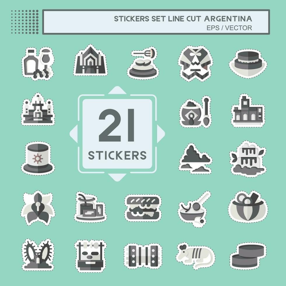 Sticker line cut Set Argentina . related to Holiday symbol. simple design editable. simple illustration vector