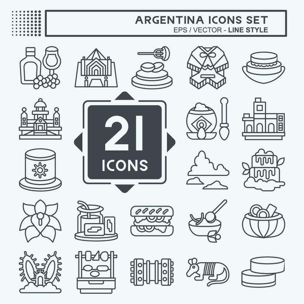 icono conjunto argentina . relacionado a fiesta símbolo. línea estilo. sencillo diseño editable. sencillo ilustración vector