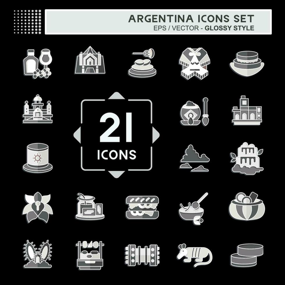 icono conjunto argentina . relacionado a fiesta símbolo. lustroso estilo. sencillo diseño editable. sencillo ilustración vector