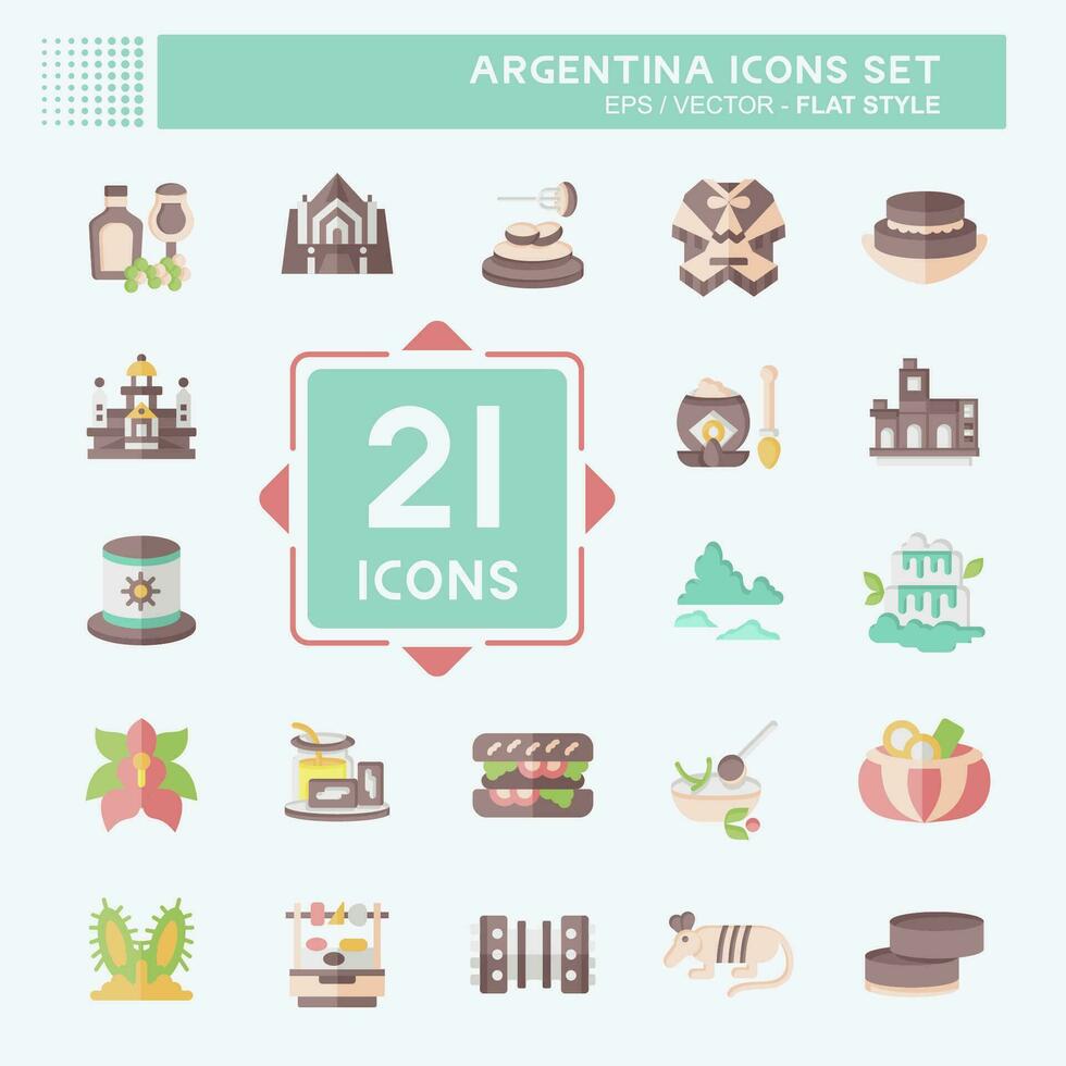 icono conjunto argentina . relacionado a fiesta símbolo. plano estilo. sencillo diseño editable. sencillo ilustración vector