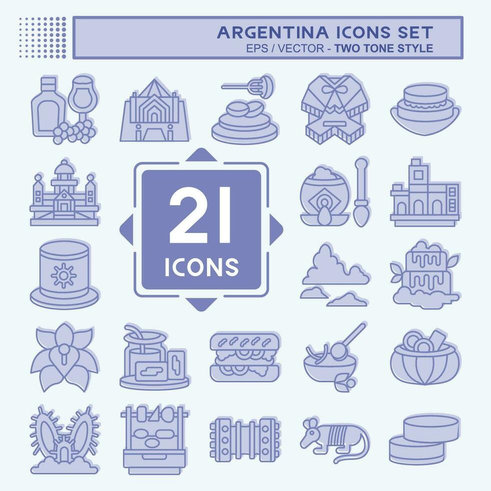 icono conjunto argentina . relacionado a fiesta símbolo. dos tono estilo. sencillo diseño editable. sencillo ilustración vector