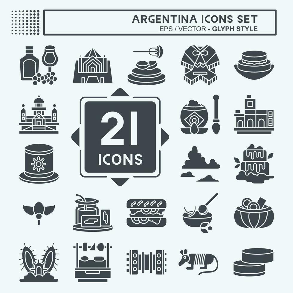 Icon Set Argentina . related to Holiday symbol. glyph style. simple design editable. simple illustration vector