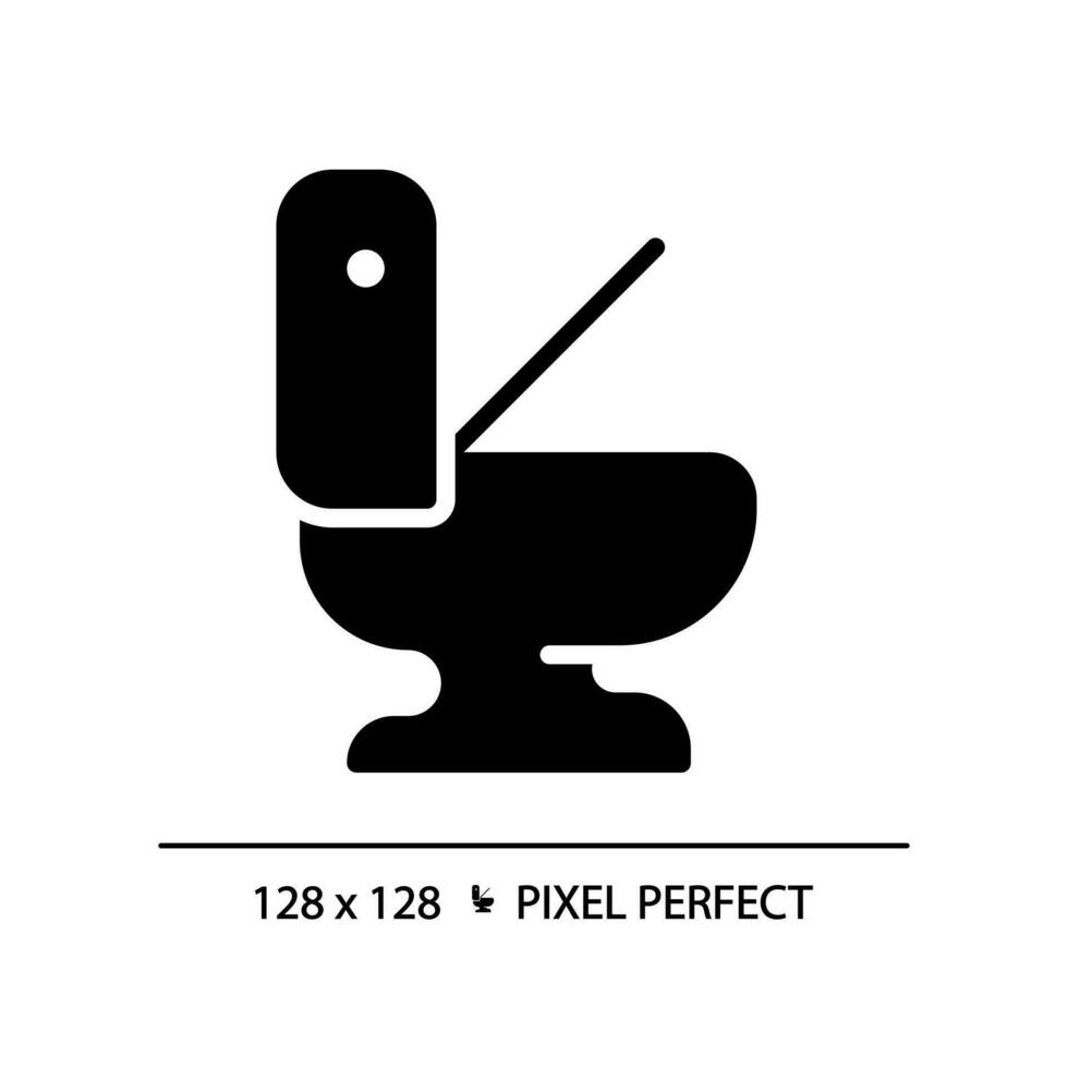 baño cuenco píxel Perfecto negro glifo icono. Area de aseo equipo. asiento en lavabo habitación. privado espacio para higiene. silueta símbolo en blanco espacio. sólido pictograma. vector aislado ilustración