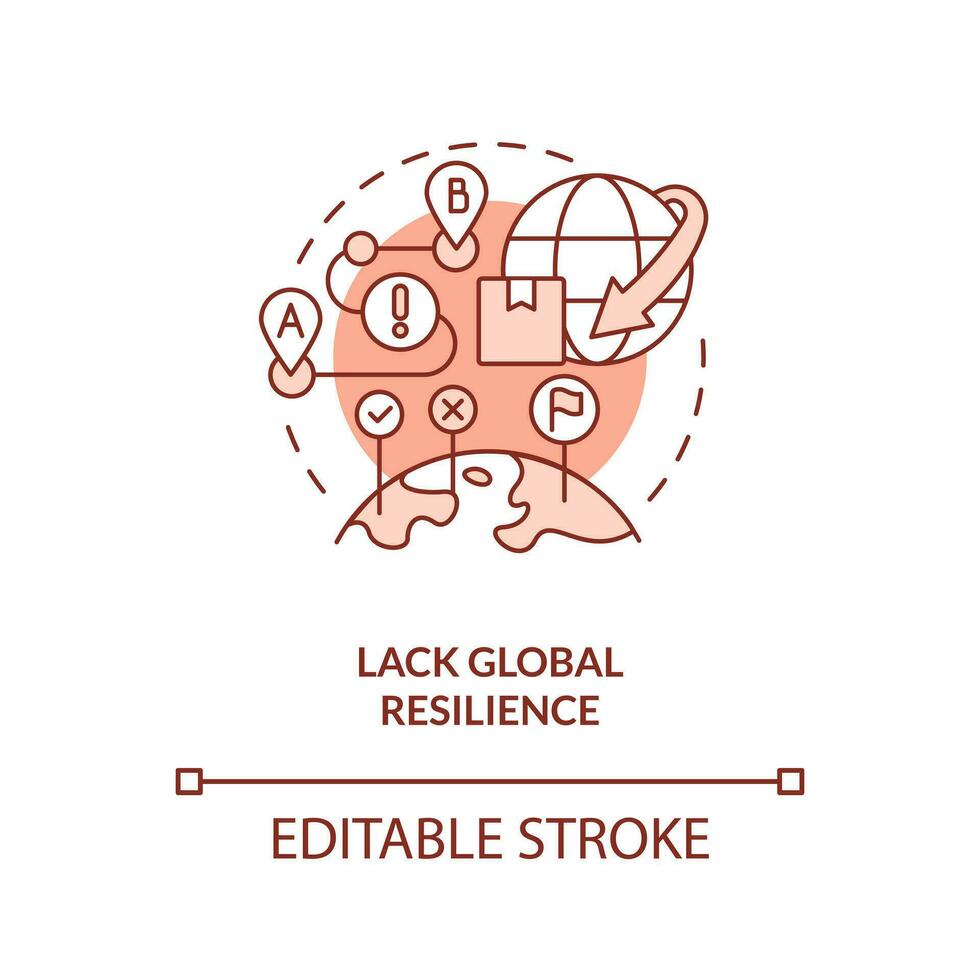 Lack global resilience terracotta concept icon. Supply chain challenge abstract idea thin line illustration. Isolated outline drawing. Editable stroke vector