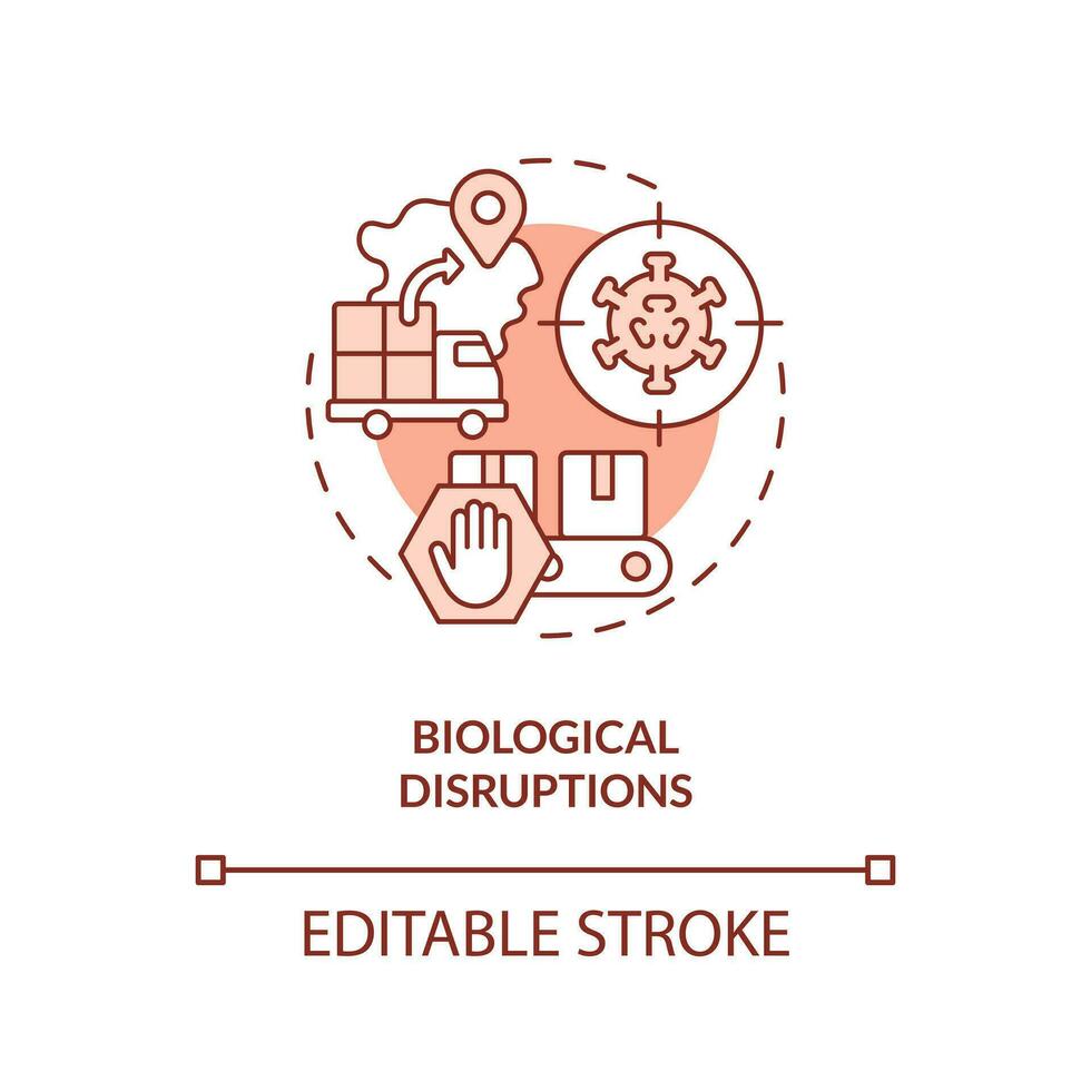 Biological disruptions terracotta concept icon. Disease. Supply chain alteration abstract idea thin line illustration. Isolated outline drawing. Editable stroke vector