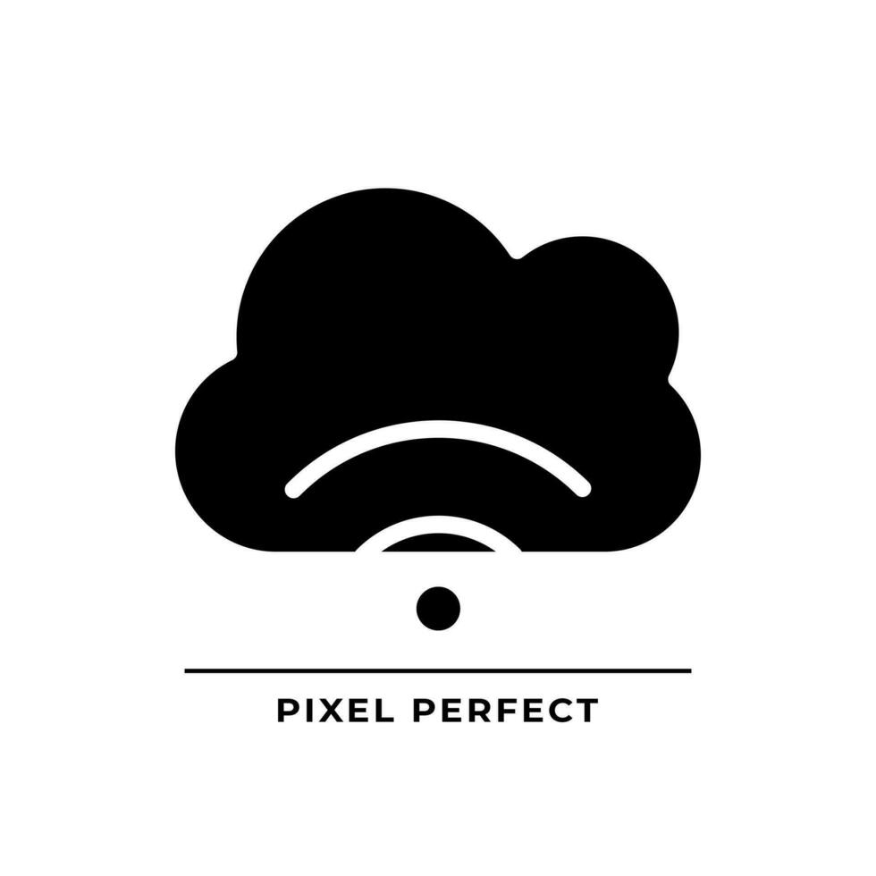 Cloud streaming black glyph icon. Delivering content to viewers. Hosting video files on internet server. Silhouette symbol on white space. Solid pictogram. Vector isolated illustration