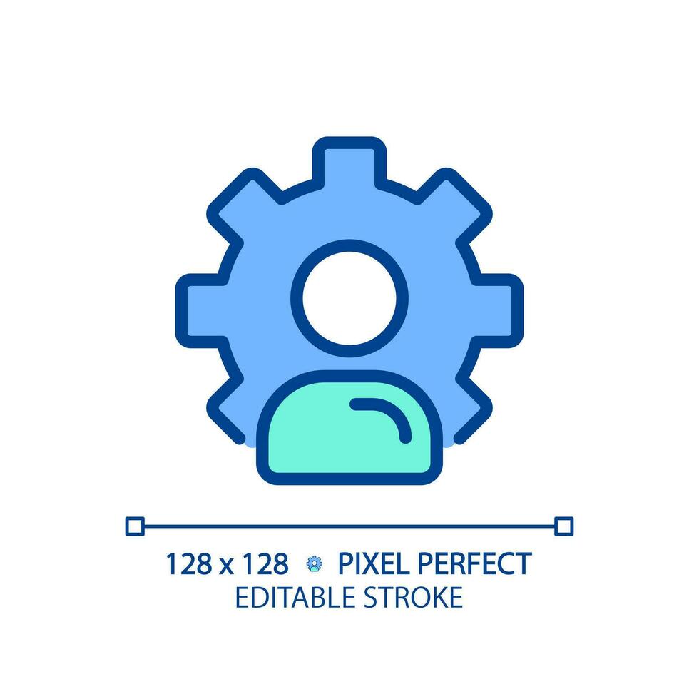Account settings pixel perfect RGB color icon. Social media profile. Authorized user customization. Personal changes. Isolated vector illustration. Simple filled line drawing. Editable stroke