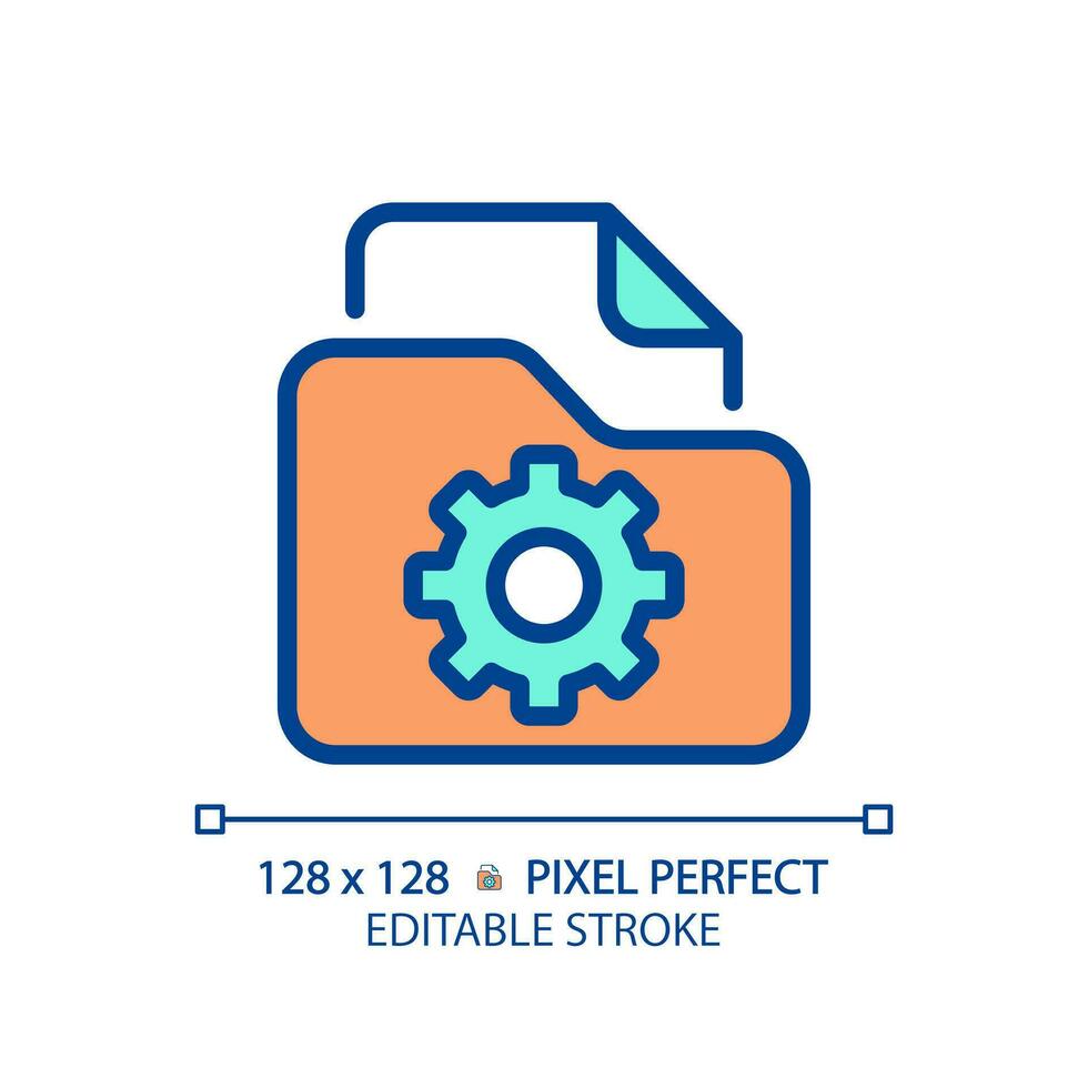 File management pixel perfect RGB color icon. Digital files browser. Folders organization. Computer system customization. Isolated vector illustration. Simple filled line drawing. Editable stroke