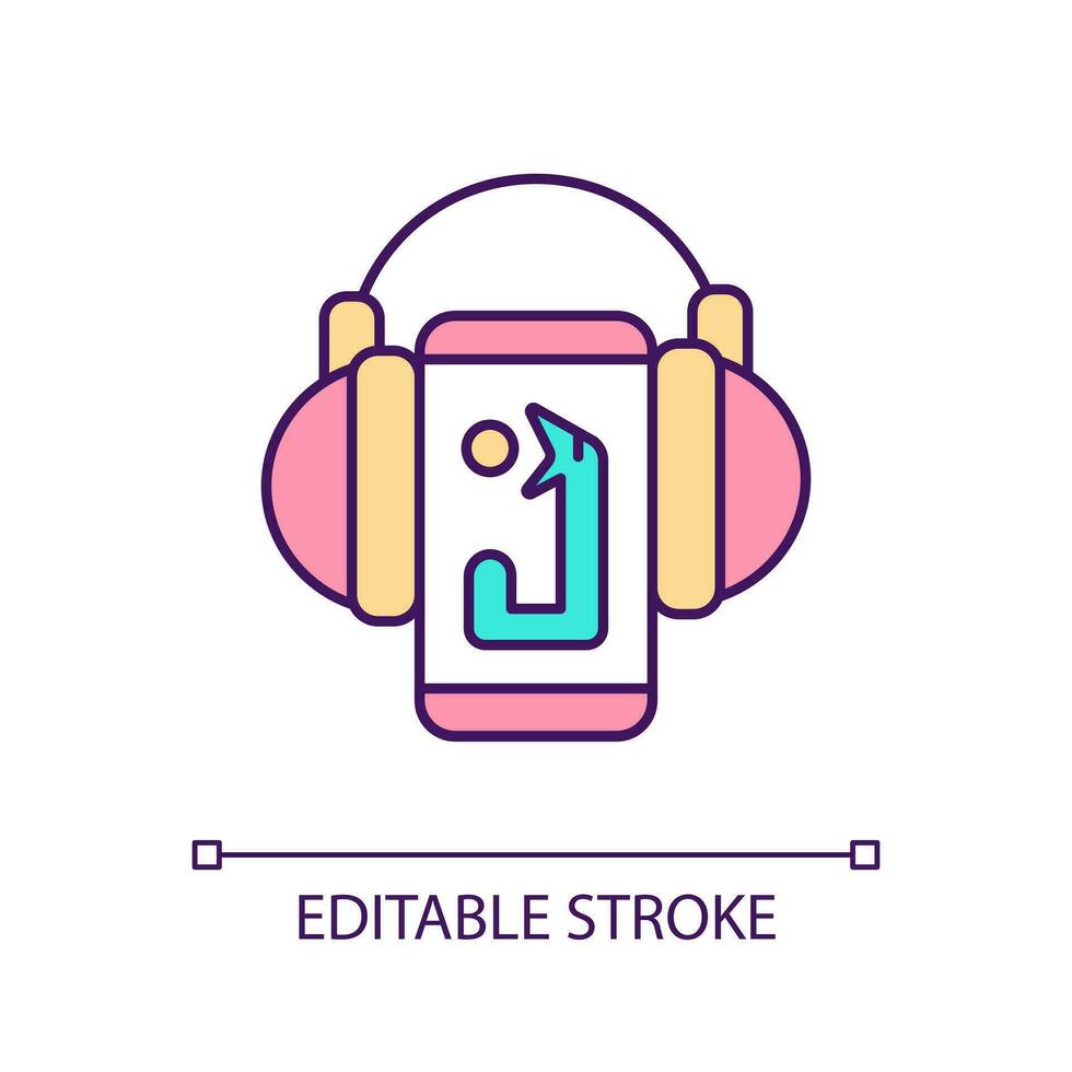 Mobile apps for gaming and amuse RGB color icon. Play video games on smartphone. Gamification mechanics improvement. Isolated vector illustration. Simple filled line drawing. Editable stroke