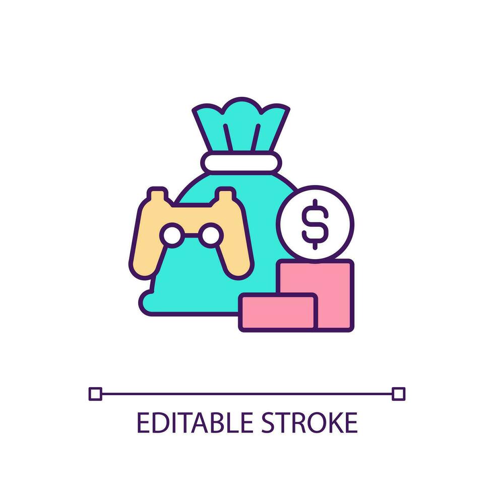 Gamification in investment segment RGB color icon. Have fun while making money. Digital technology of business. Isolated vector illustration. Simple filled line drawing. Editable stroke