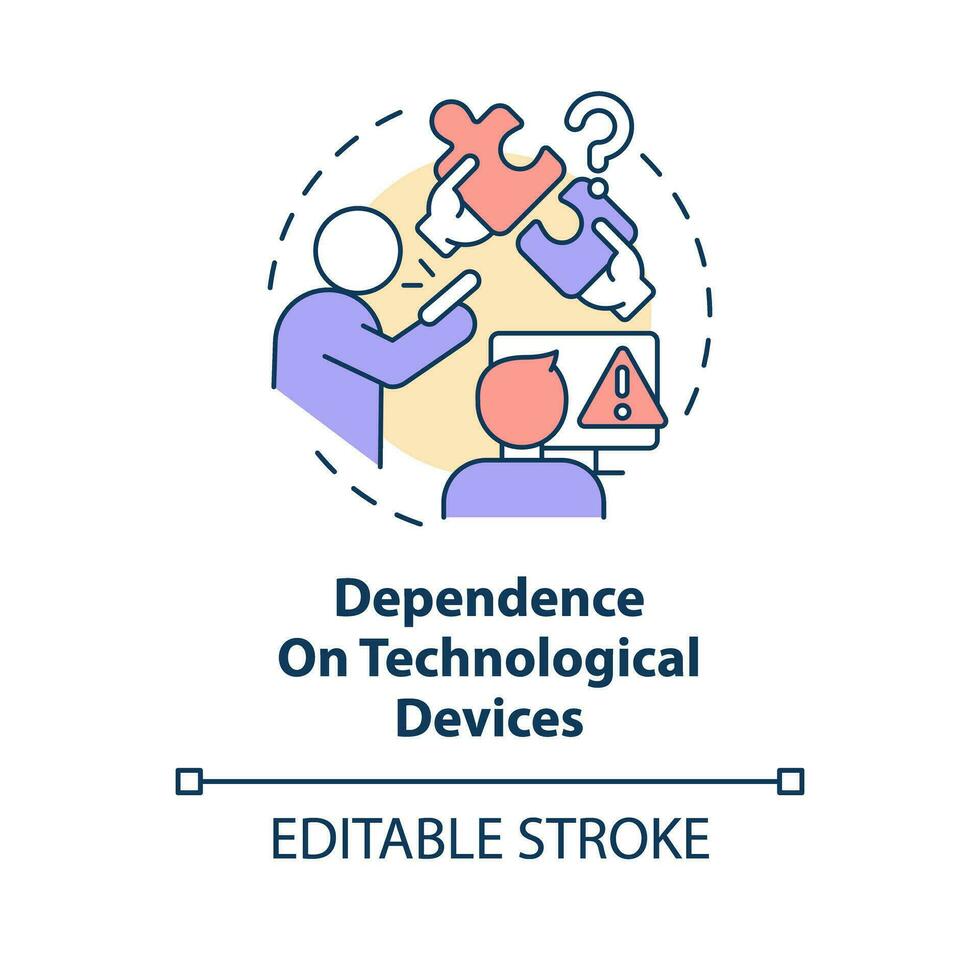 Dependence on technological devices concept icon. ICT in business disadvantage abstract idea thin line illustration. Isolated outline drawing. Editable stroke vector