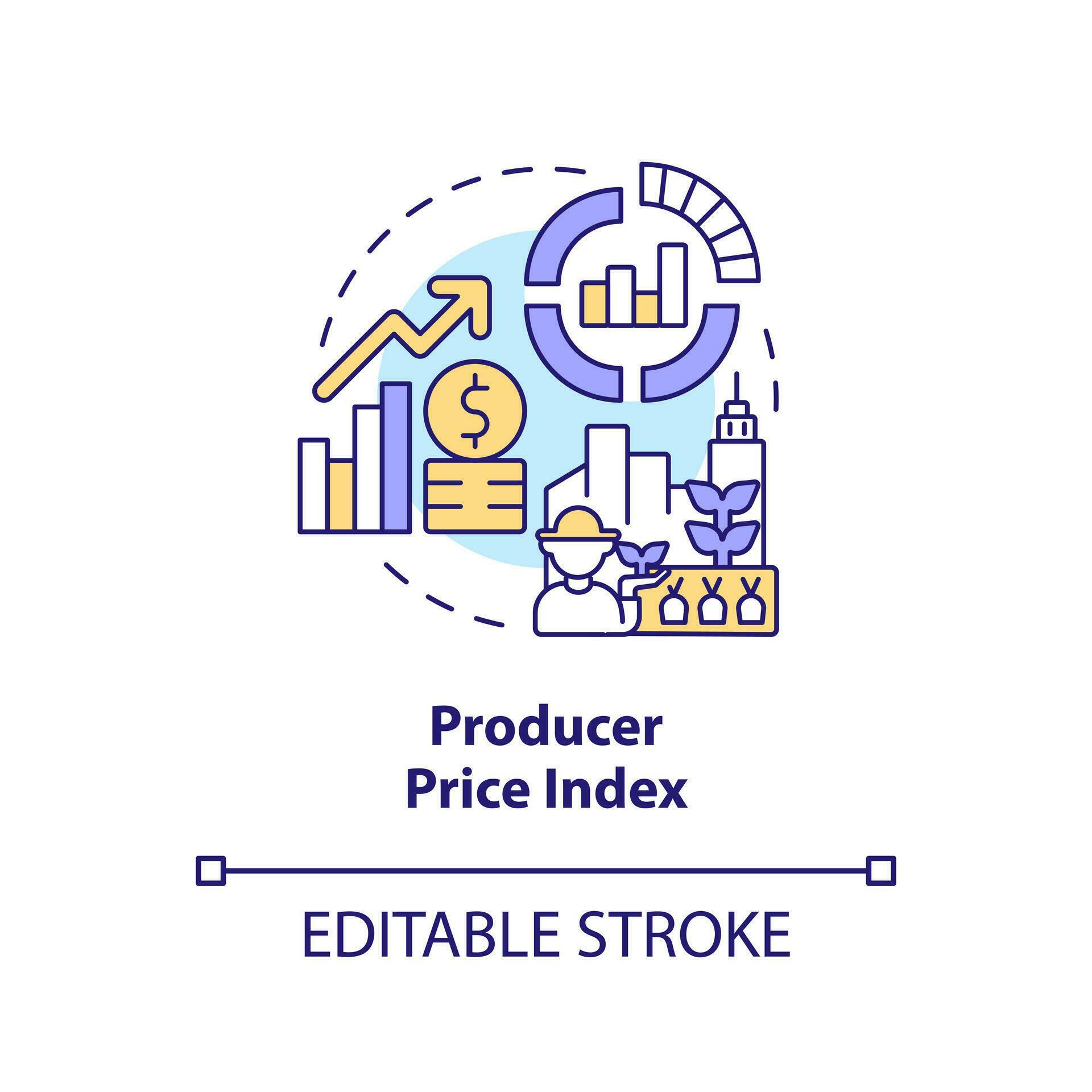 Producer price index concept icon. Manufacturing expenses. Economic