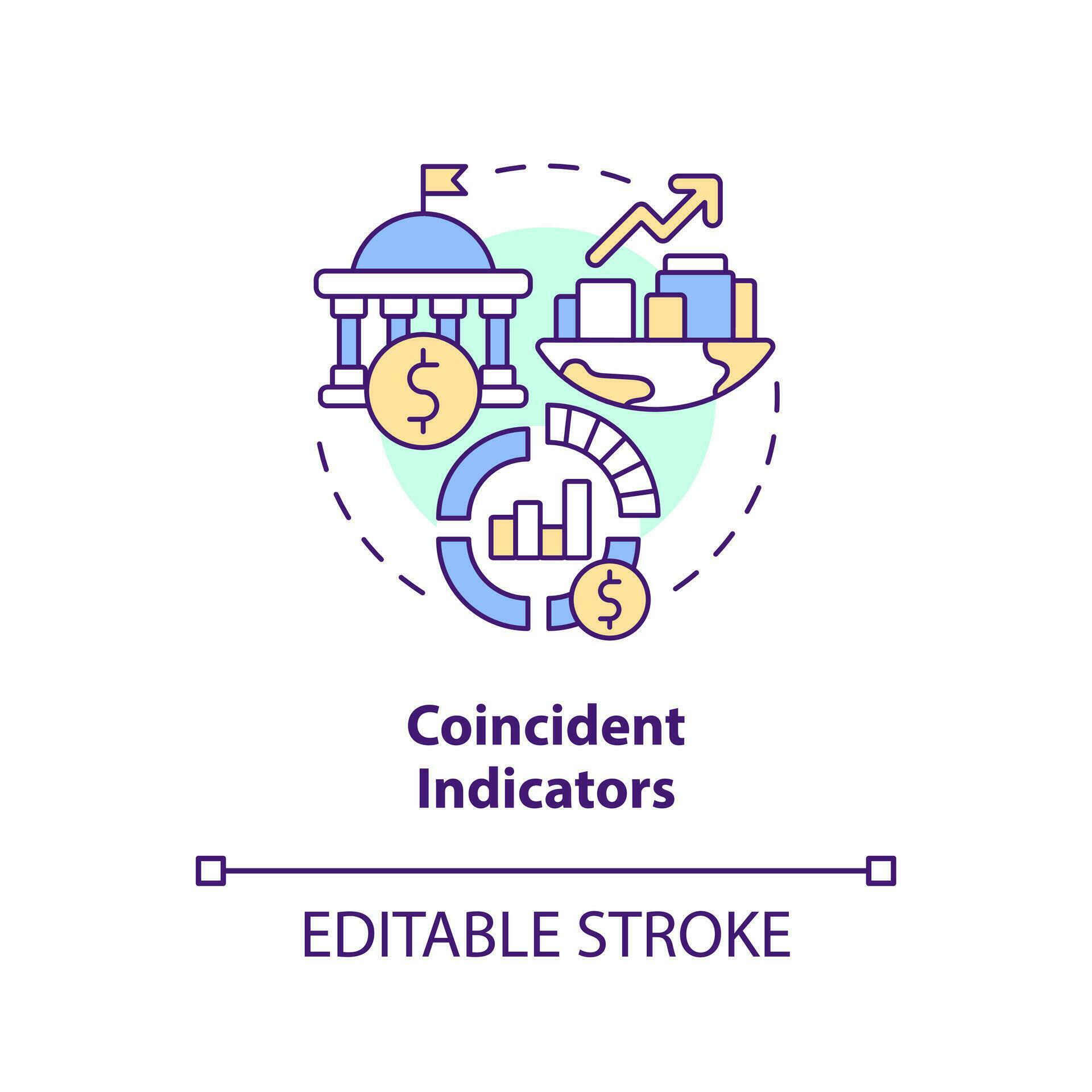 Coincident indicators concept icon. Type of economic analysis elements