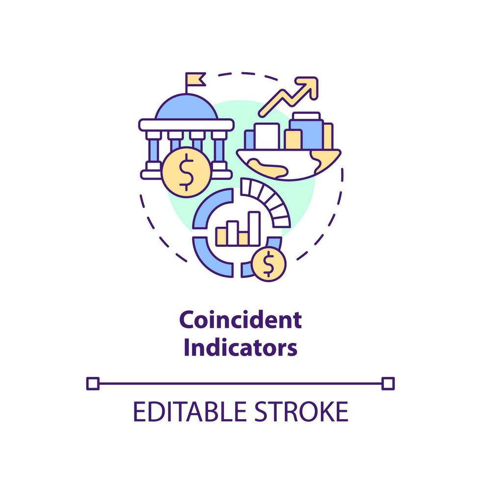 Coincident indicators concept icon. Type of economic analysis elements