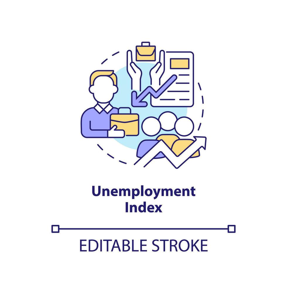 Unemployment index concept icon. Lagging factor. Economic analysis key abstract idea thin line illustration. Isolated outline drawing. Editable stroke vector