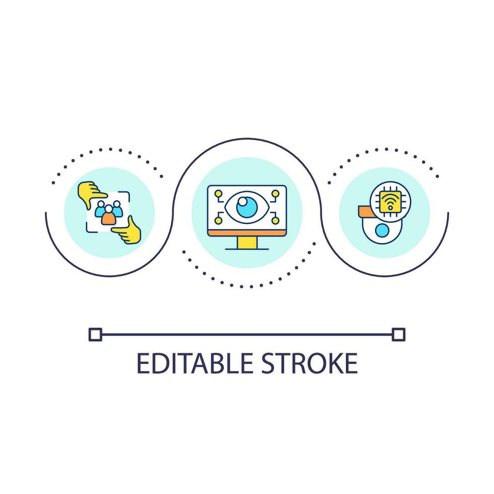 Digital users behaviour research loop concept icon. Wireless connection. Personalized communication abstract idea thin line illustration. Isolated outline drawing. Editable stroke vector