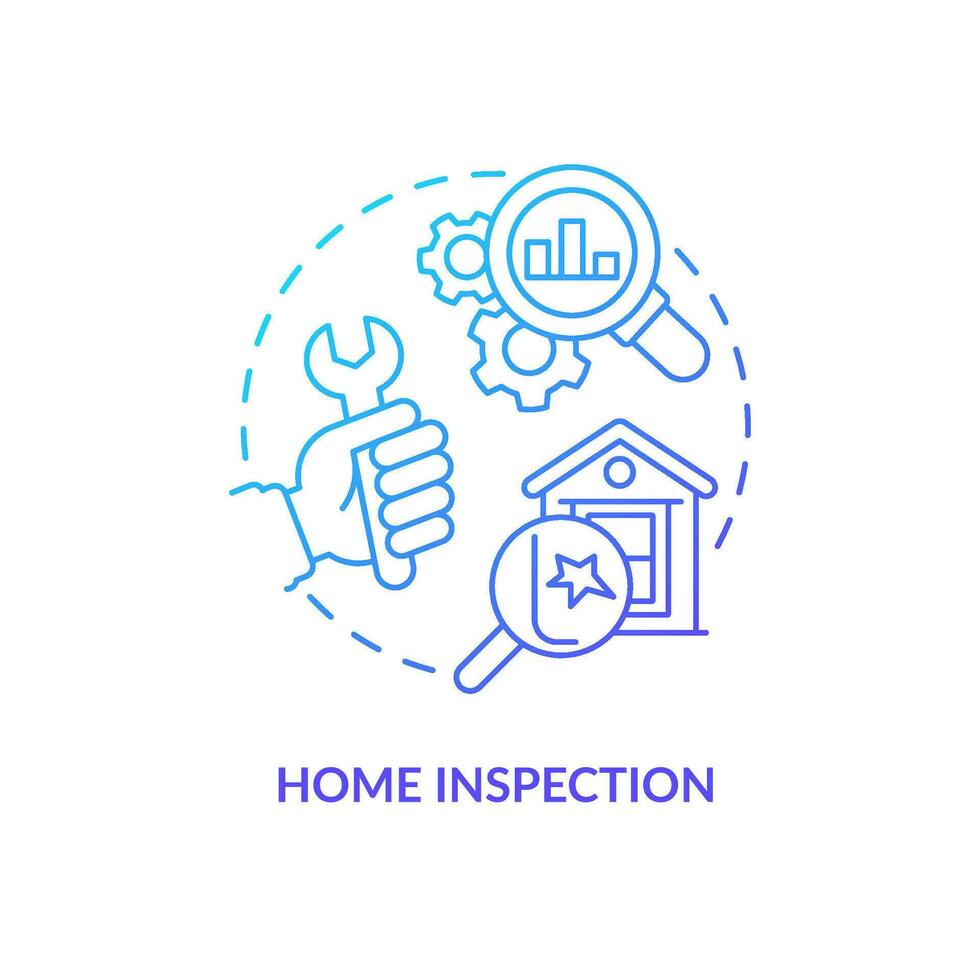 Home inspection blue gradient concept icon. Housing market. Real estate. Building quality checkup abstract idea thin line illustration. Isolated outline drawing vector