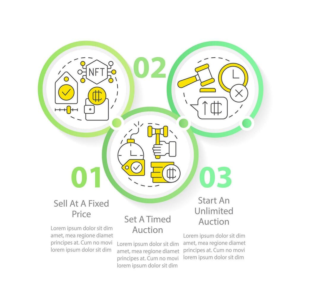 NFTs minting process circle infographic template. Technology. Data visualization with 5 steps. Editable timeline info chart. Workflow layout with line icons vector