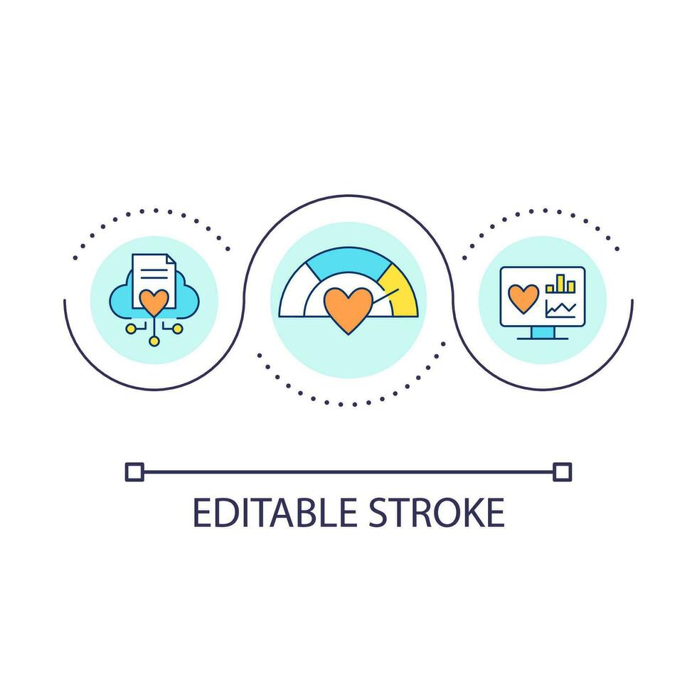 Heart monitoring machine loop concept icon. Health care. Heartbeat control devices. Holter test abstract idea thin line illustration. Isolated outline drawing. Editable stroke vector