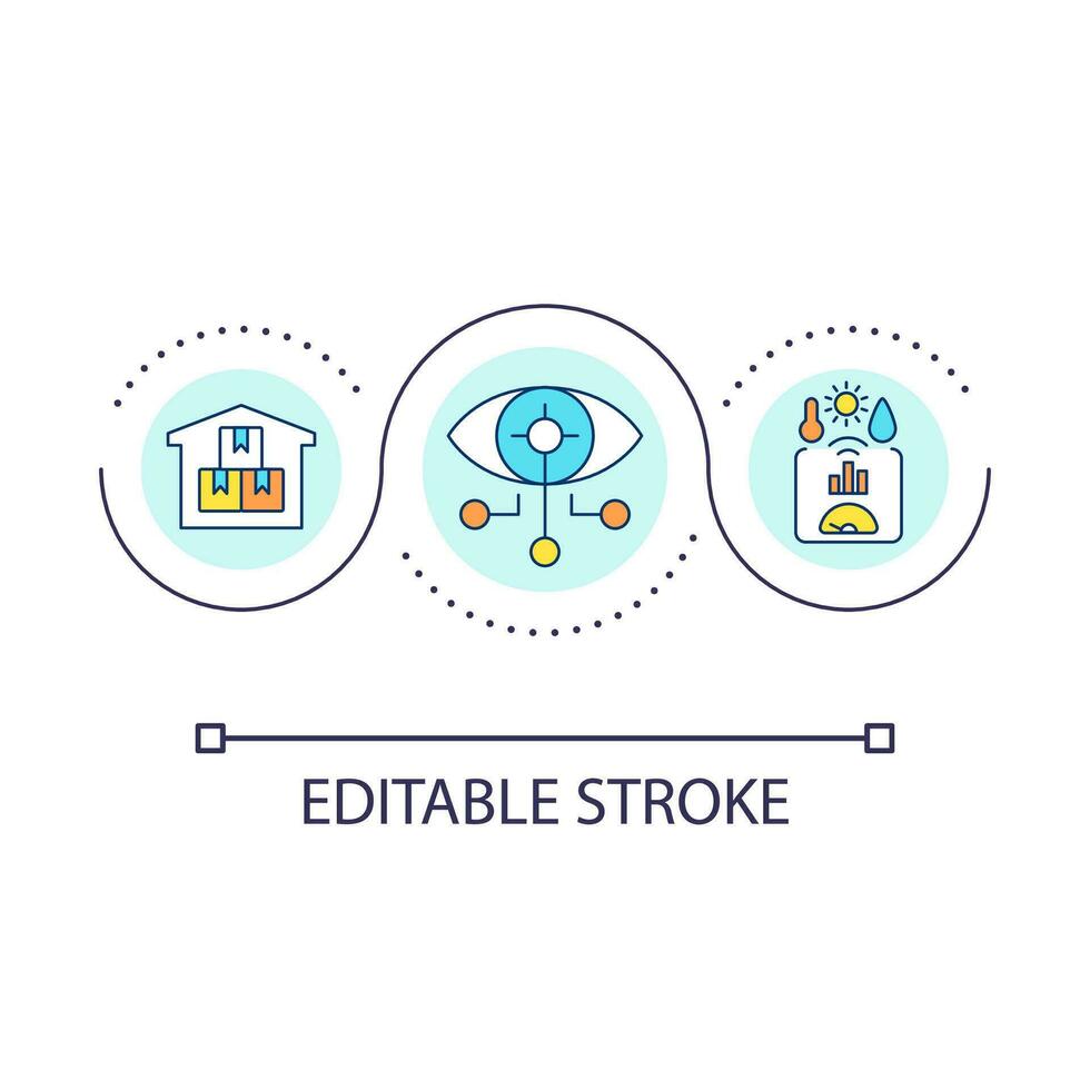 Remote monitoring control loop concept icon. Smart home. Sensors devices. IoT technology abstract idea thin line illustration. Isolated outline drawing. Editable stroke vector