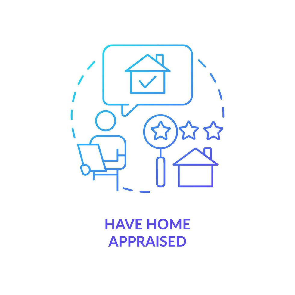 Home appraisal blue gradient concept icon. Buying property. Real estate service. Fair market valuation abstract idea thin line illustration. Isolated outline drawing vector