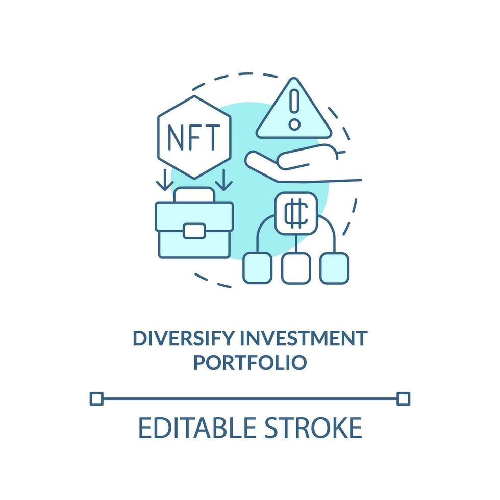 Diversify investment portfolio turquoise concept icon. Get profit. NFT benefit abstract idea thin line illustration. Isolated outline drawing. Editable stroke vector