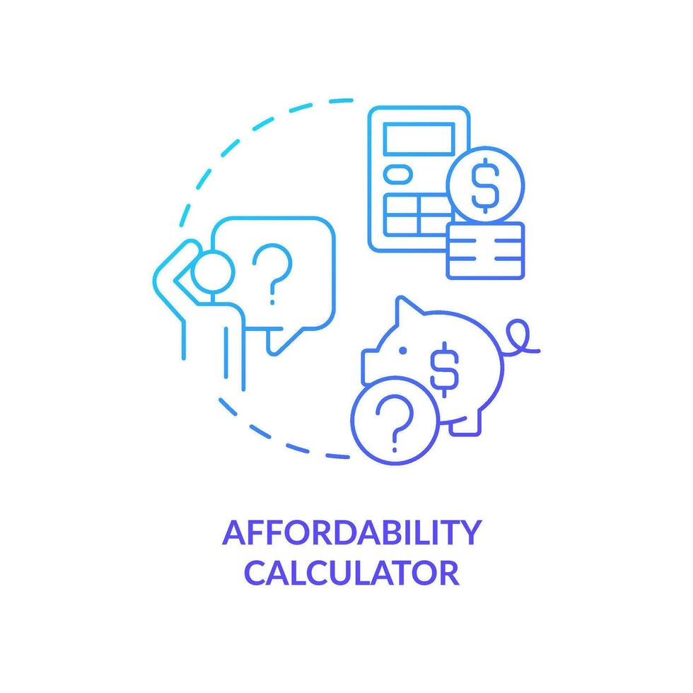 Home affordability calculator blue gradient concept icon. Housing market. Mortgage interest rate abstract idea thin line illustration. Isolated outline drawing vector