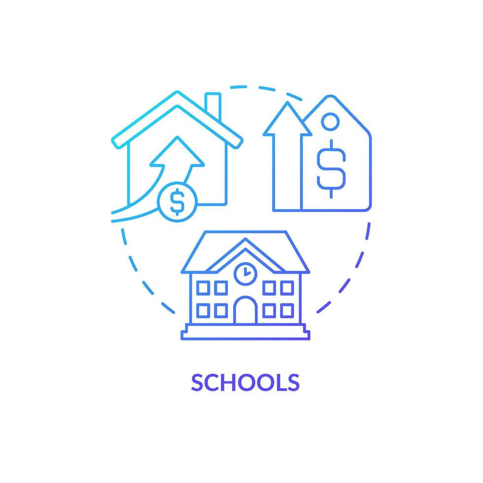 Top rated schools blue gradient concept icon. Advantageous relocation. Convenient neighborhoods benefit abstract idea thin line illustration. Isolated outline drawing vector