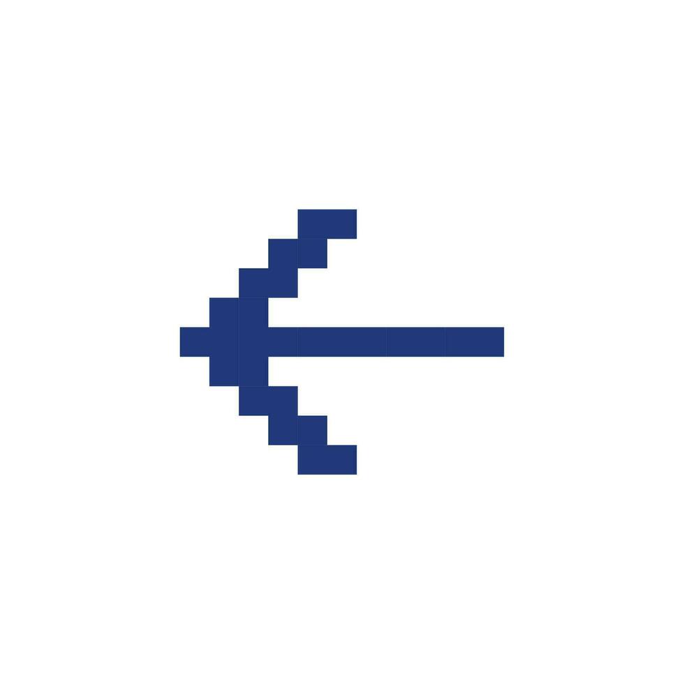 Leftwards arrow pixelated RGB color ui icon. Pressing left. Setting menu. Simplistic filled 8bit graphic element. Retro style design for arcade, video game art. Editable vector isolated image