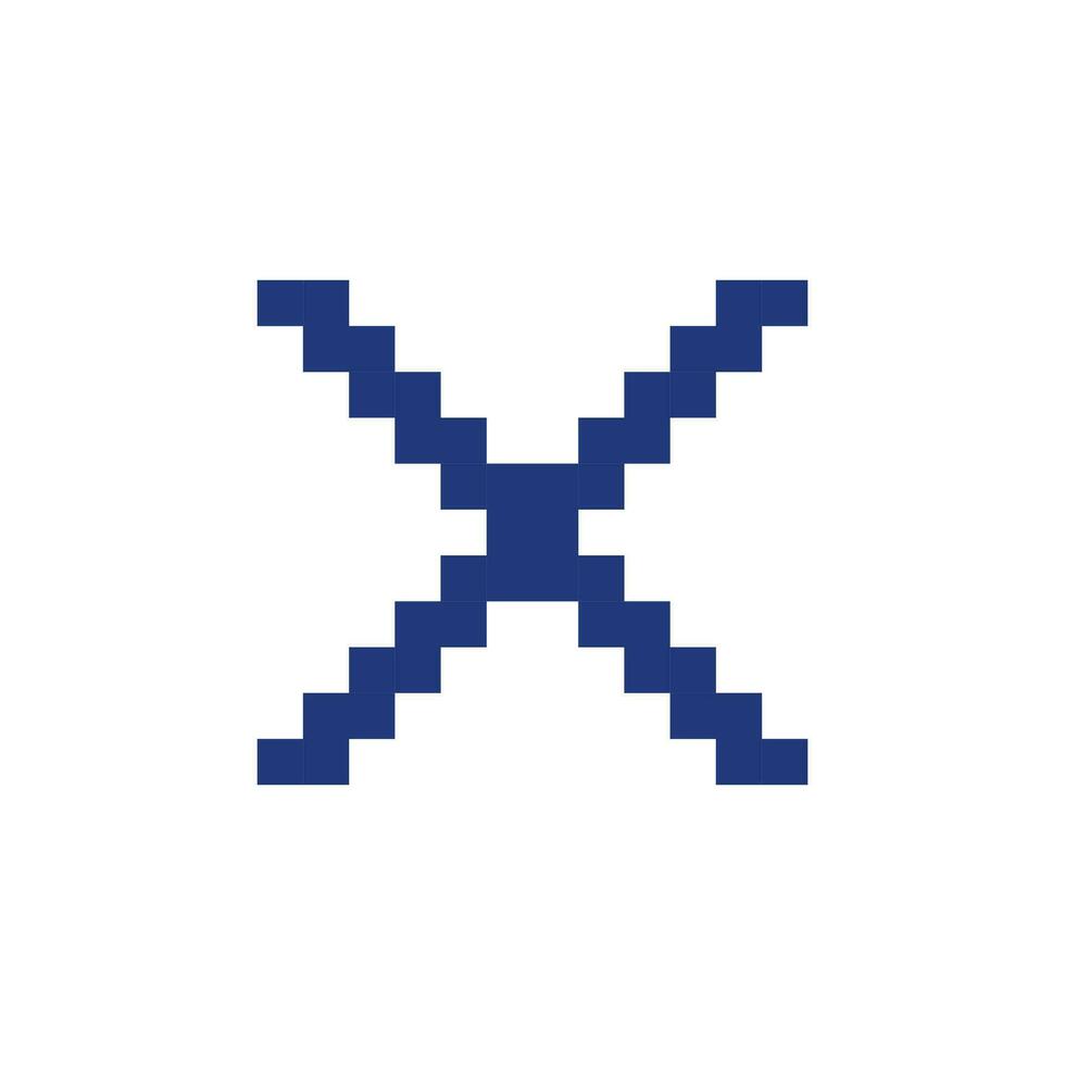 Cross mark pixelated RGB color ui icon. Delete action. Cancel button. Close. Simplistic filled 8bit graphic element. Retro style design for arcade, video game art. Editable vector isolated image