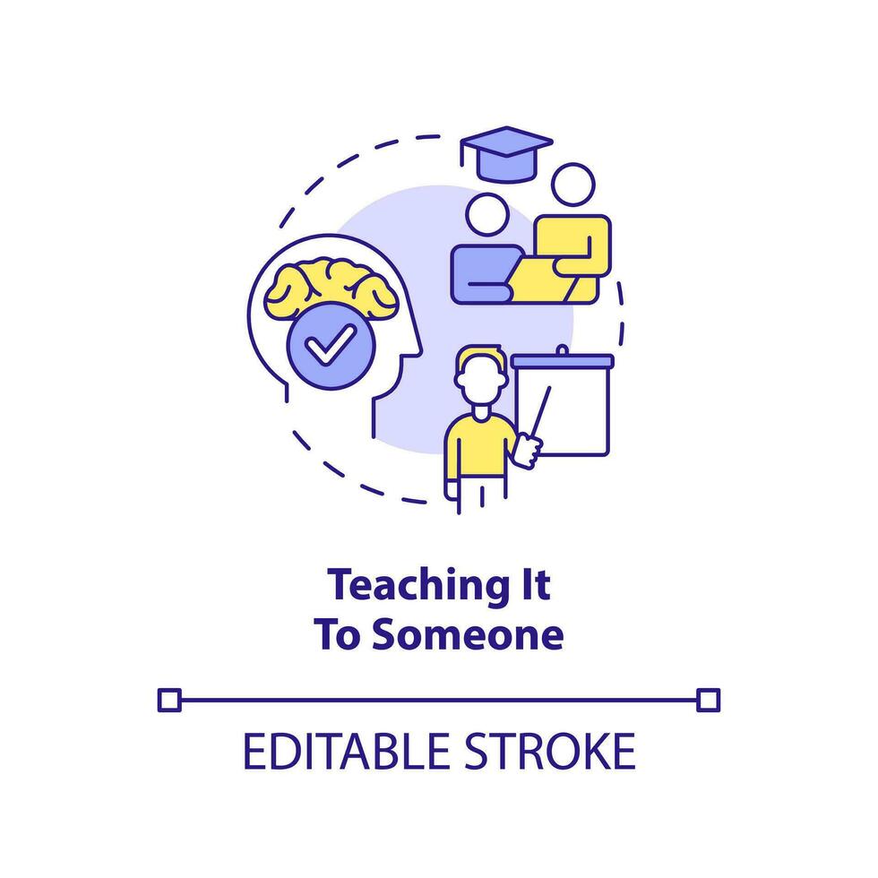 Teaching information to someone concept icon. Retain knowledge. Memorization strategy abstract idea thin line illustration. Isolated outline drawing. Editable stroke vector