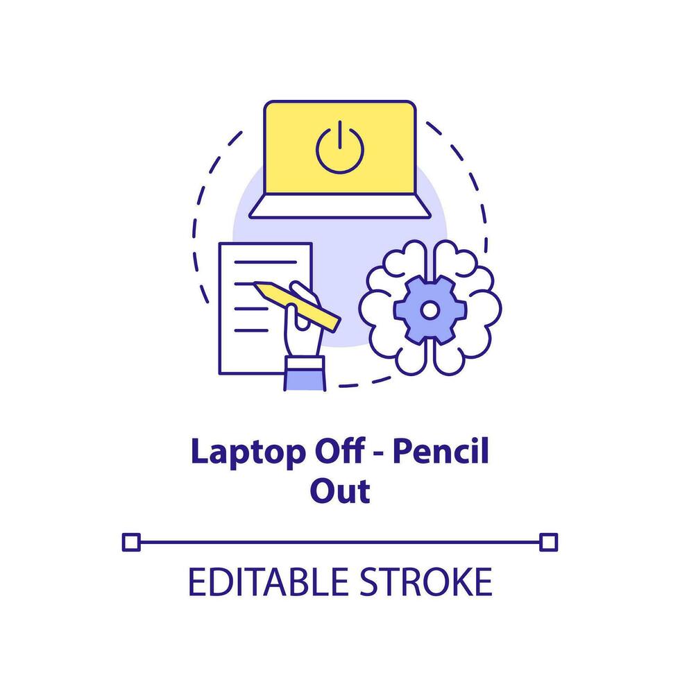 Note taking technique concept icon. Learning style. Hand writing boost memorization abstract idea thin line illustration. Isolated outline drawing. Editable stroke vector